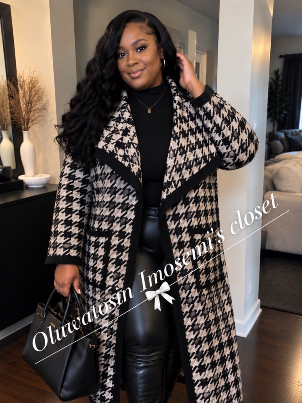 Houndstooth Longline Coat